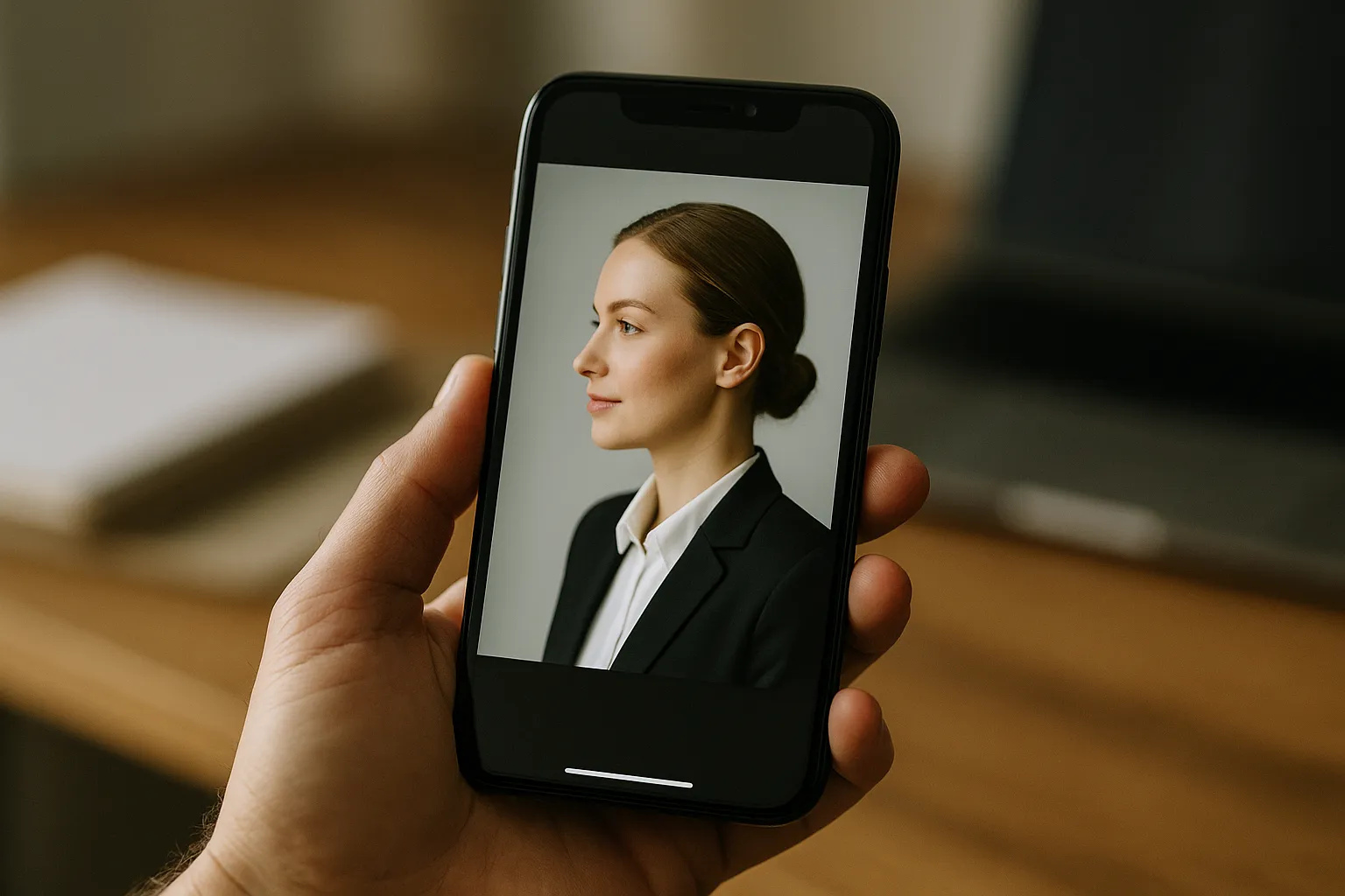 Vorher-Nachher-Darstellung: ruhiger Hintergrund, helleres Gesicht – "wirkung von profilfoto bewerbung"