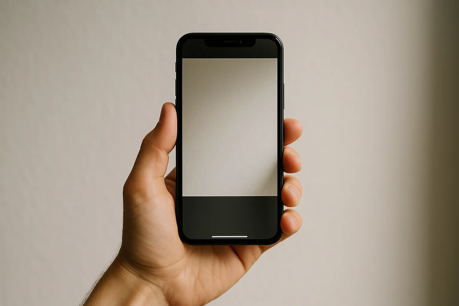 Einfaches Home-Setup: bewerbungsfoto mit dem iphone vor neutraler Wand