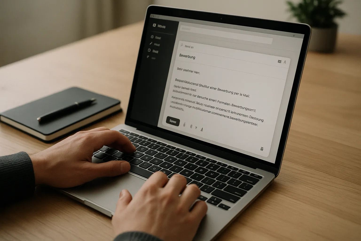 Beispieltext und Struktur einer Bewerbung per E-Mail im Mailclient