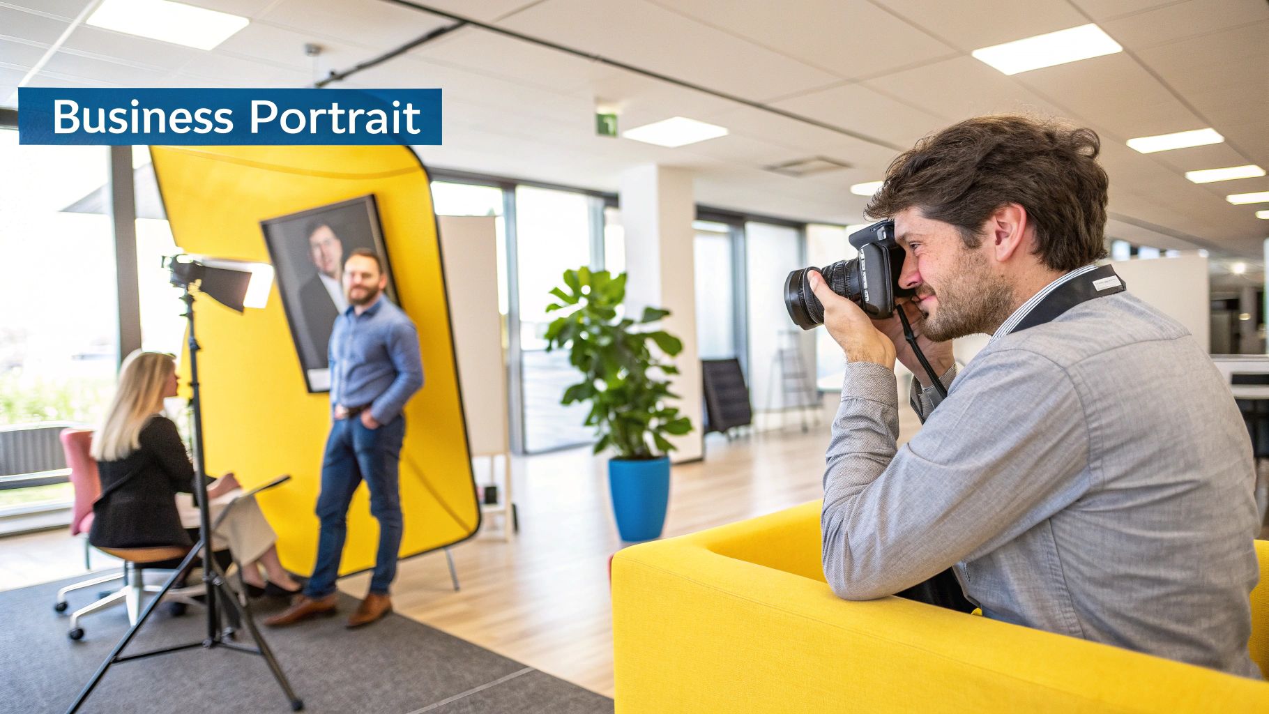 Ein Mann in einem Anzug mit selbstbewusstem Lächeln vor urbanem Hintergrund, der ein professionelles Business-Porträt darstellt.