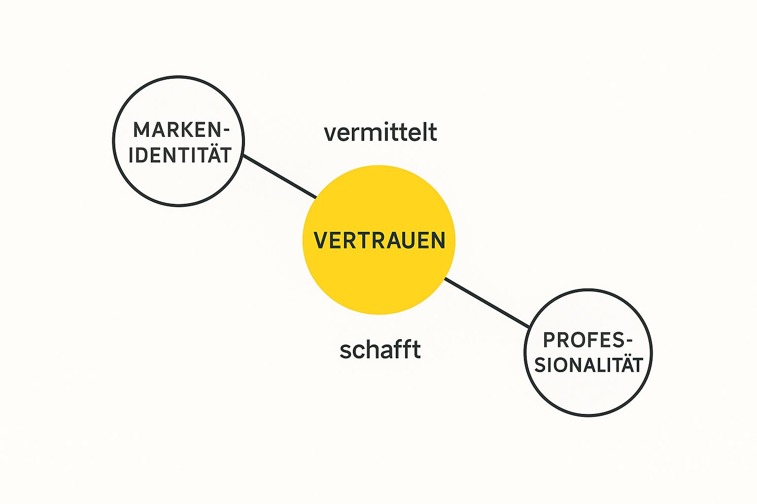 Infografik, die die Verbindung zwischen Markenidentität, Professionalität und Vertrauen darstellt, die durch ein gutes Business Porträt gestärkt werden.