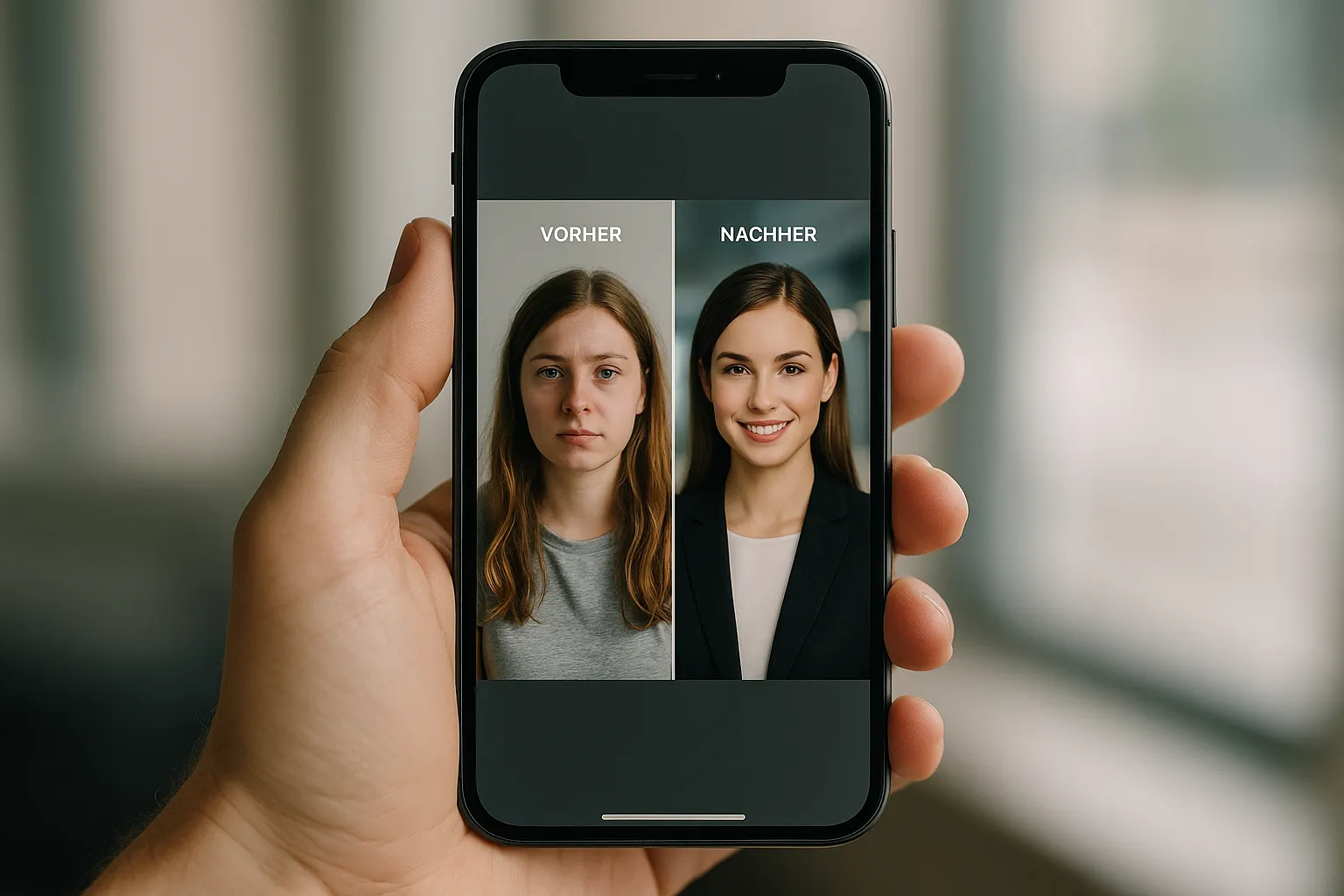 Vorher-Nachher Gegenüberstellung: bewerbungsfoto vorher nachher