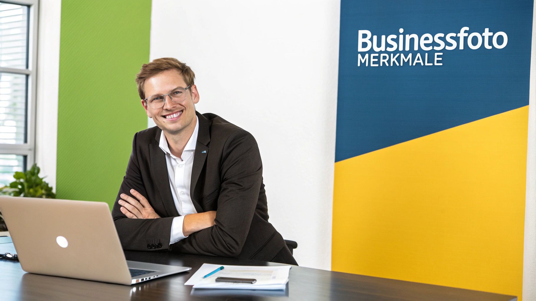 Eine Frau und ein Mann in professioneller Kleidung für Businessfotos